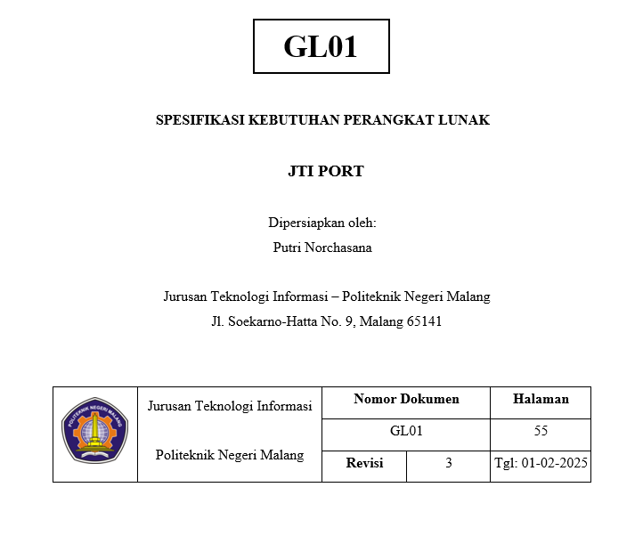 SKPL cover, document GL01, prepared by me